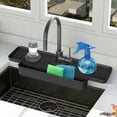 thumbnail image 1 of Elevated Slope Faucet Drip Catcher Mat, Non-Slip Kitchen Sink Mat, Counter Drying Mat for Water Splash Proof, Drain Storage Mat Kitchen Sink Accessory Gadget, Black, 15.75*5.51in, 1 of 7
