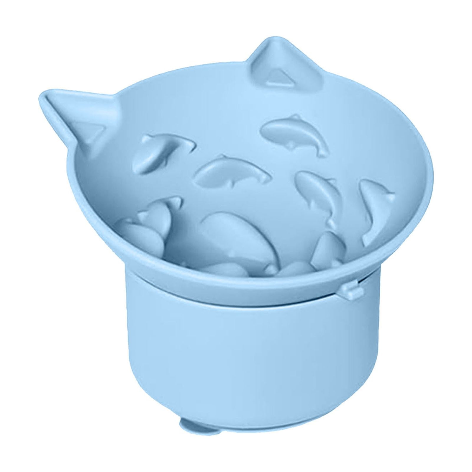 Elevated Slow Feeder Cat Bowl â Silicone Tilted Pet Dish for Dry & Wet Food, Non- Base & Whisker Fatigue Relief, for Fast Eaters & Digestion Support