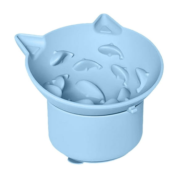 Elevated Slow Feeder Cat Bowl â Silicone Tilted Pet Dish for Dry & Wet Food, Non- Base & Whisker Fatigue Relief, for Fast Eaters & Digestion Support