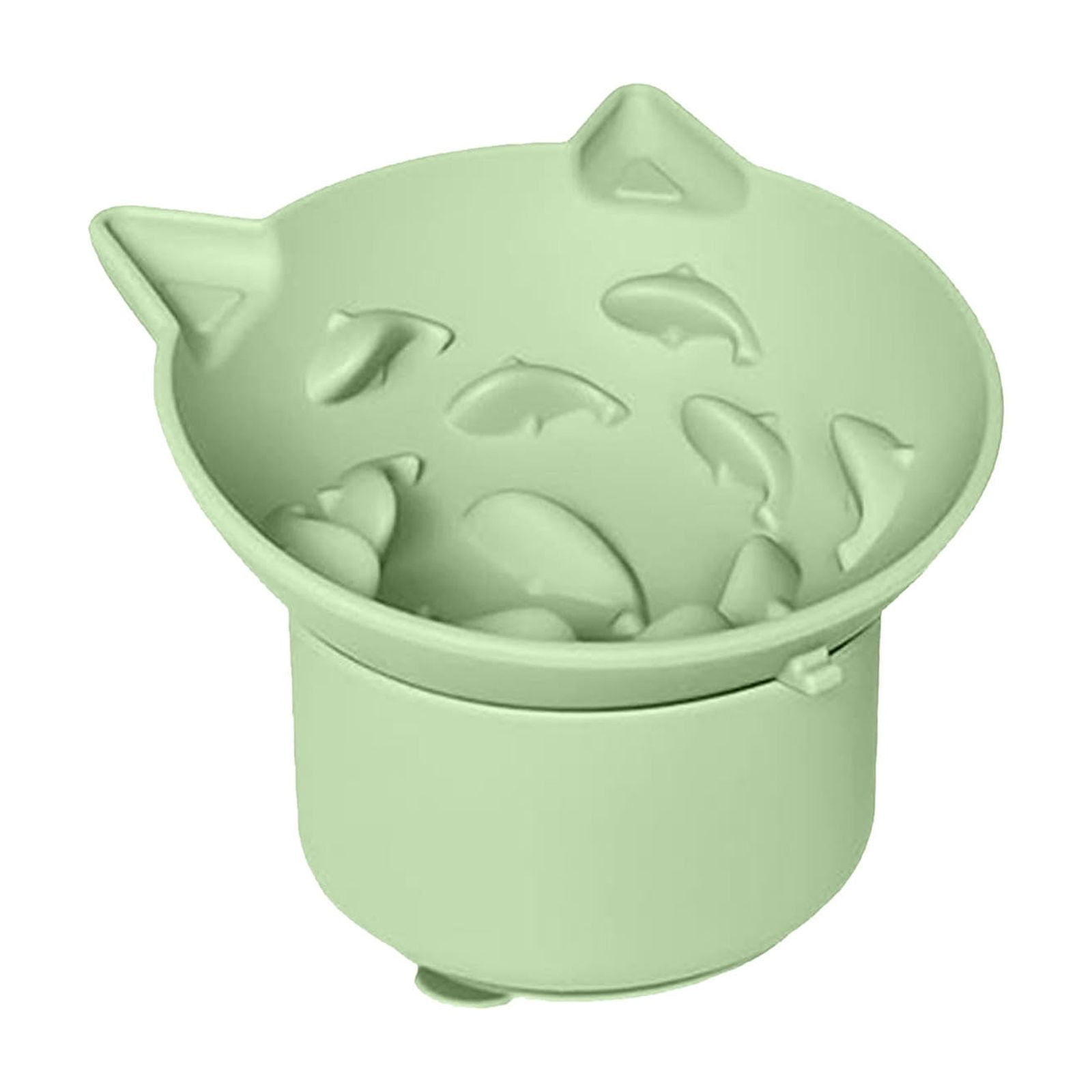 Elevated Slow Feeder Cat Bowl â Silicone Tilted Pet Dish for Dry & Wet Food, Non- Base & Whisker Fatigue Relief, for Fast Eaters & Digestion Support