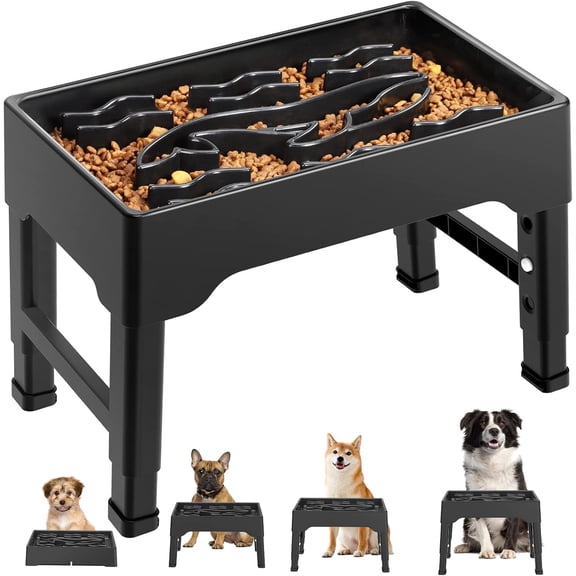 Elevated Slow Feeder Dog Bowls, 9 Cups Raised Dog Slow Feeder Bowls Large Breed with 4 Adjustable Heights Pet Food bowl Stand, Non Slip Anti Gulping sow eating dog bowl for Medium & Large Breed