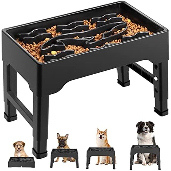 Elevated Slow Feeder Dog Bowls, 9 Cups Raised Dog Slow Feeder Bowls Large Breed with 4 Adjustable Heights Pet Food bowl Stand, Non Slip Anti Gulping sow eating dog bowl for Medium & Large Breed