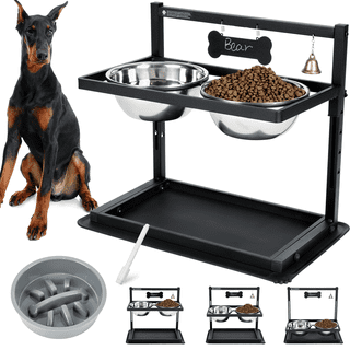 Elevated Dog Bowls With Storage - 16-inch-tall Feeding Tray With