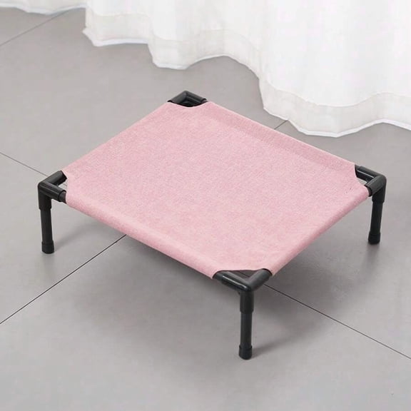 Elevated Small Pet Bed in Flaxseed Powder - Breathable, Washable, Raised Design for Cats & Rabbits