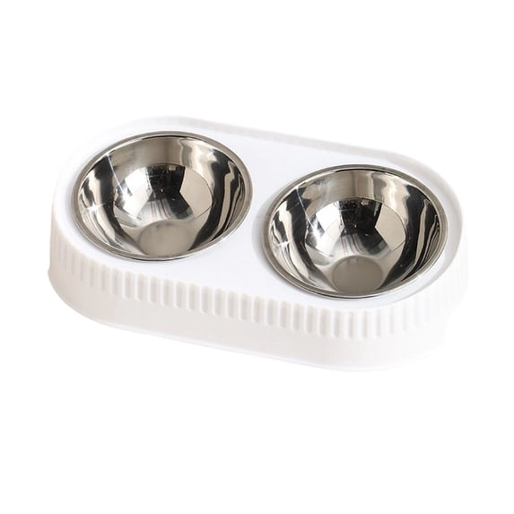 Elevated Stainless Steel Double Pet Bowls Food and Water Tilted Raised Stand Design Neck Protection Non-Slip Spill-Proof Large Capacity Feeding Station