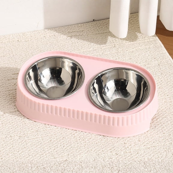 Elevated Stainless Steel Pet Bowl Stand Large Capacity, Double Dog Cat Feeder for Food and Water with Anti Tip Base