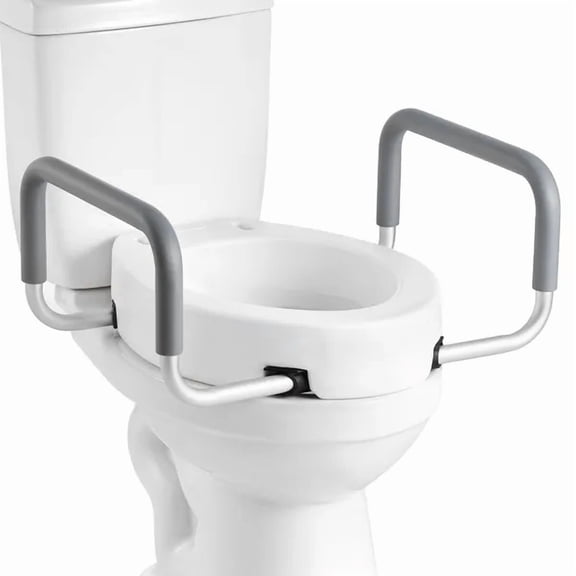 Elevated Toilet Seat with Arms for Seniors,300 lbs Capacity,3.5-Inch Lift Height,Comfortable Commode Riser for Elderly,Disabled,and Adults