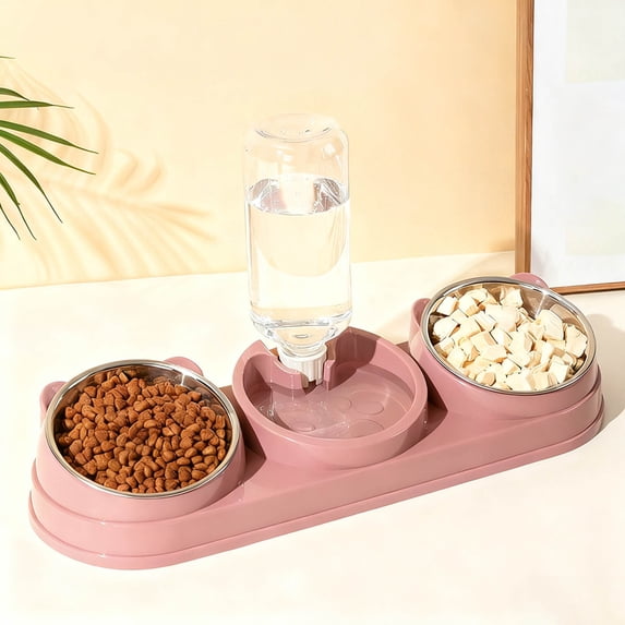 Elevated Triple Pet Feeder And Water Dispenser Set With 15 Raised Bowls For Cats Small Dogs And Rabbits