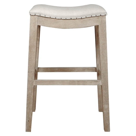 Elevated Upholstered Barstool, Stone Wash Brown