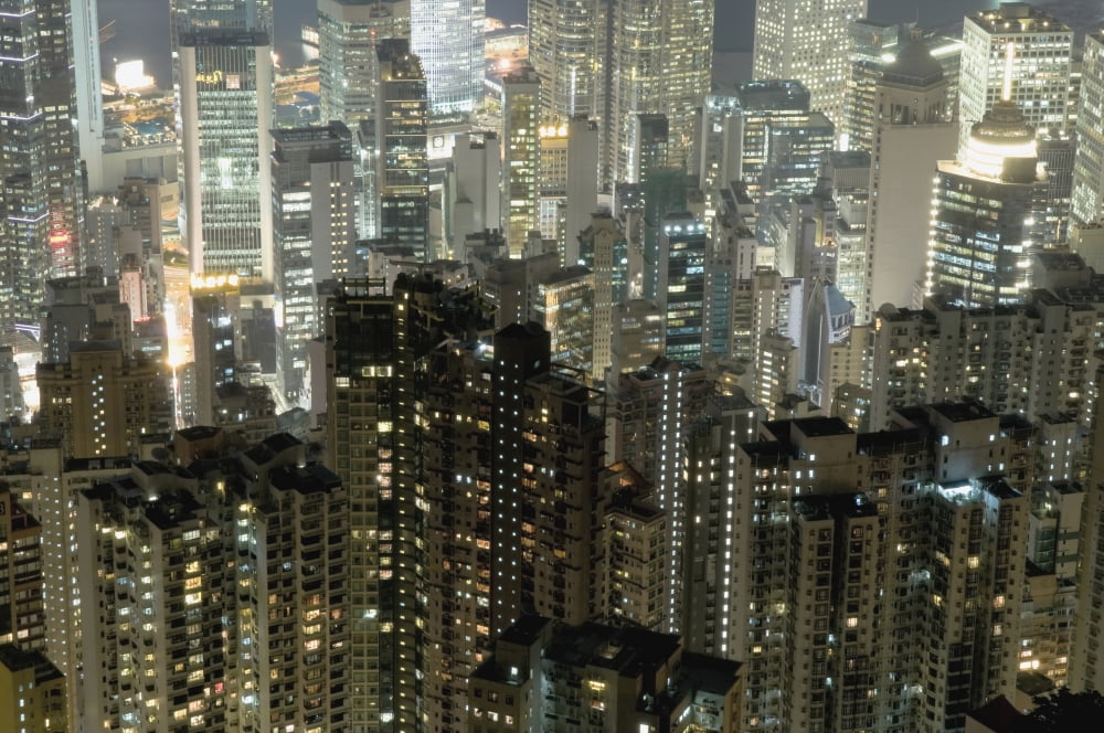 Elevated View Of Apartment Blocks At Night Canvas Art - Elena Roman Durante Design Pics (19 x 12)