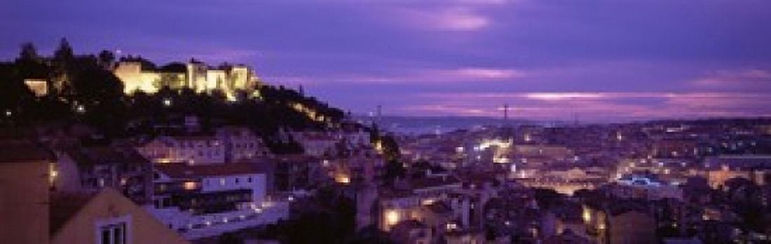 Elevated View Of The City Skyline Cityscape Lisbon Portugal Canvas Art - Panoramic Images (18 x 6)