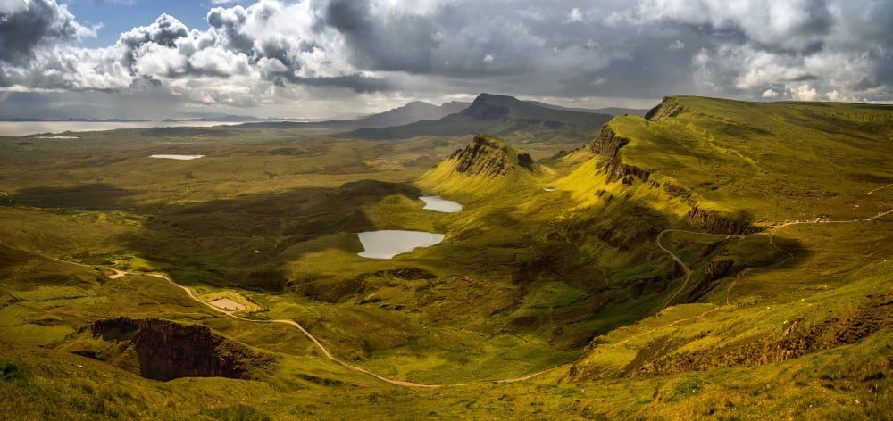 Elevated View from Quiraing at Trotternish Ridge Isle of Skye Scotland Canvas Art - Panoramic Images (12 x 24)