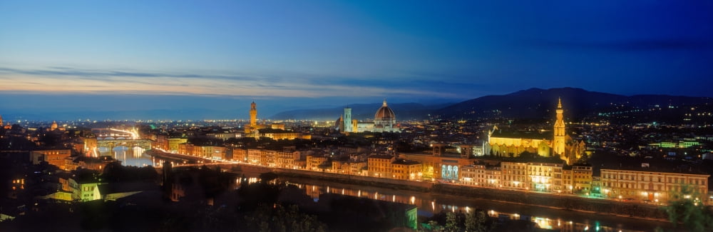 Elevated View of Florence City Tuscany Italy Canvas Art - Panoramic Images (12 x 36)