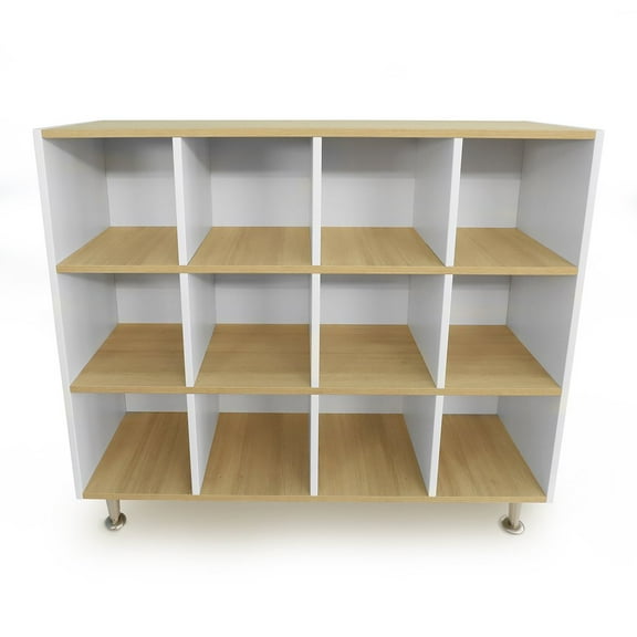 elevatED 12 Cubby Backpack Storage in Brown and White Color