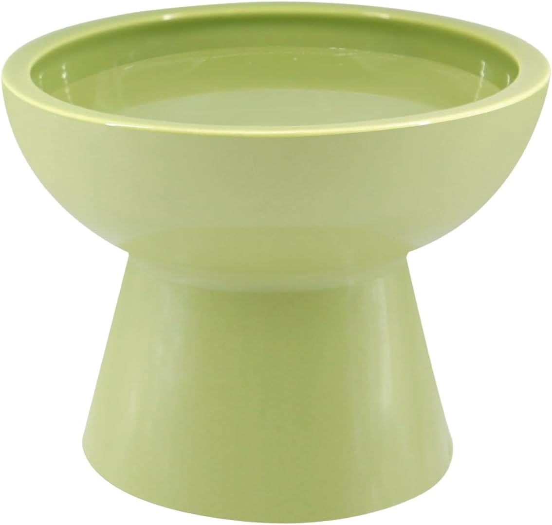 Elevated  and Water Bowls Set, Extra Wide and Raised Ceramic Feeder, Anti-Vomit -Free   Bowl for Kittens to Adult Cats, Small Dogs (Green, Water Bowl)