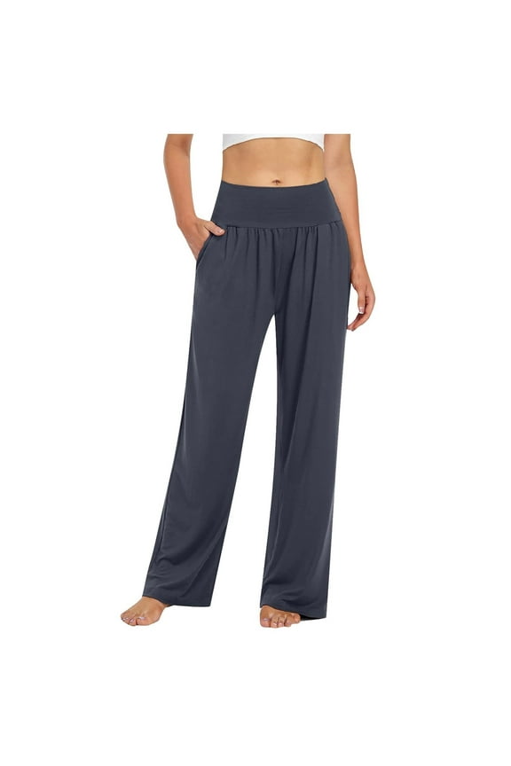 Elevated Womens Casual Pants High Waisted Wide Leg Trousers Comfortable Yoga Wear With Pockets For Everyday Relaxation Comfortable Sweatpants for Women Relaxed Fit Pant