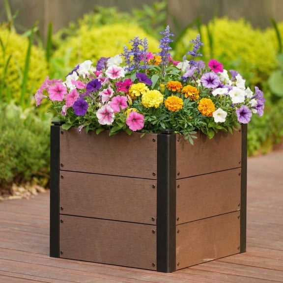 Elevated Wood-Look Raised Garden Bed  Durable Composite Planter Box  Space-Saving, Easy Assembly, Open Bottom  Perfect for Outdoor Vegetable, Herb, and Flower Gardening