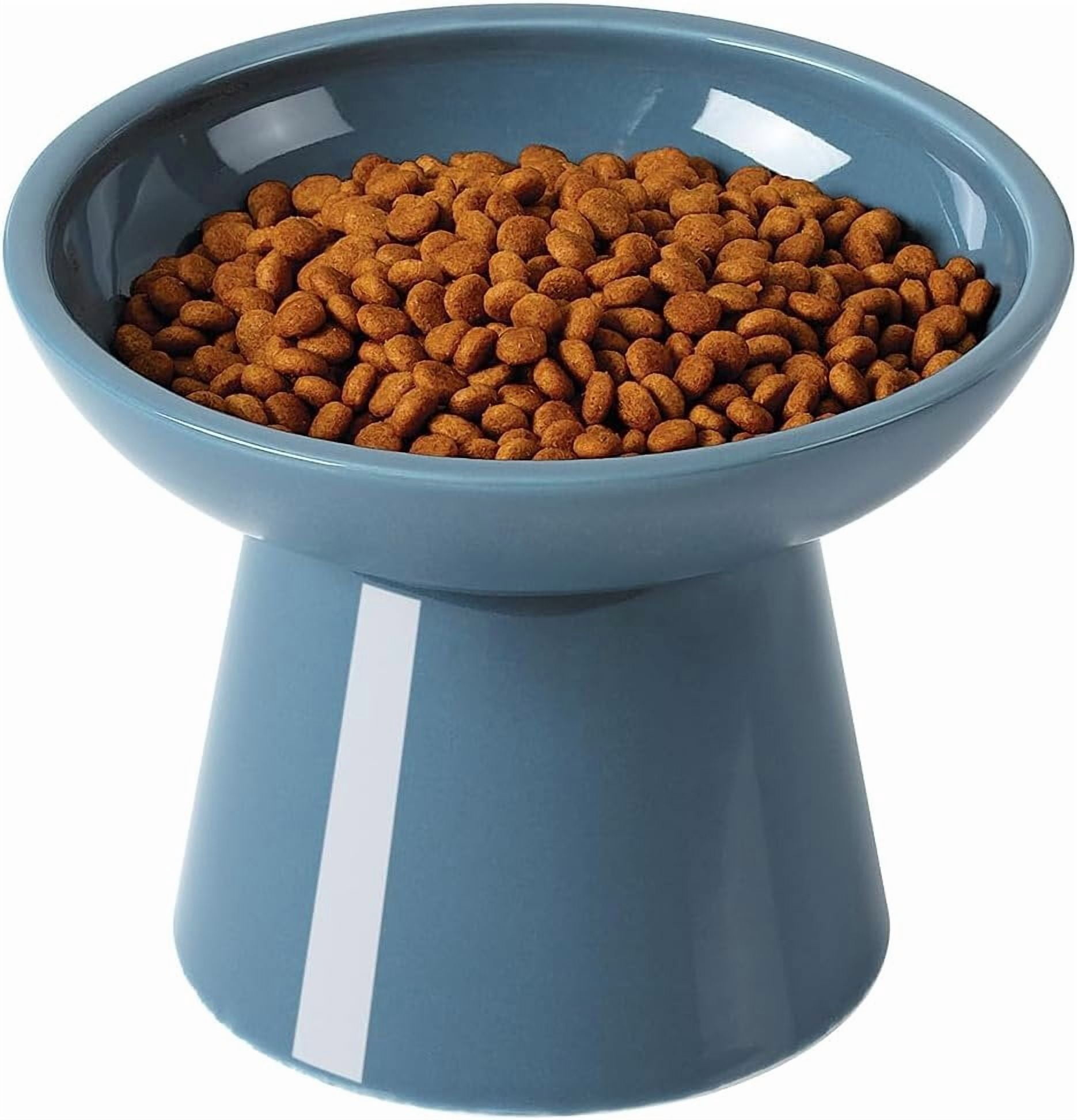 Elevated   and Water Bowls Set, Extra Wide and Raised Ceramic Feeder, Anti-Vomit -Free  Feeding Bowl for Kittens Adult Small Dogs (Deep Blue,  Bowl)