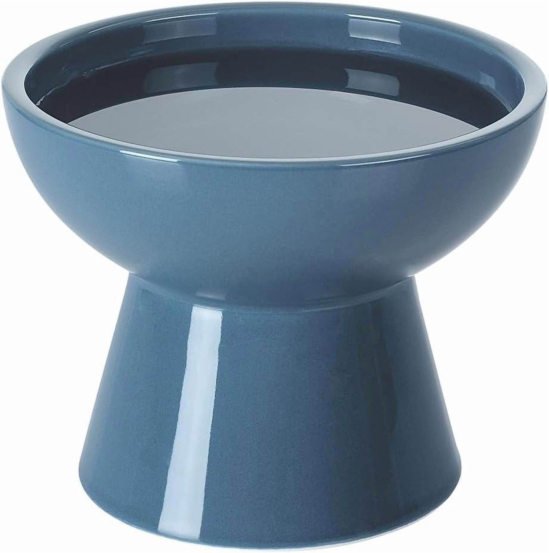 Elevated   and Water Bowls Set, Extra Wide and Raised Ceramic Feeder, Anti-Vomit -Free  Feeding Bowl for Kittens Adult Small Dogs (Deep Blue)