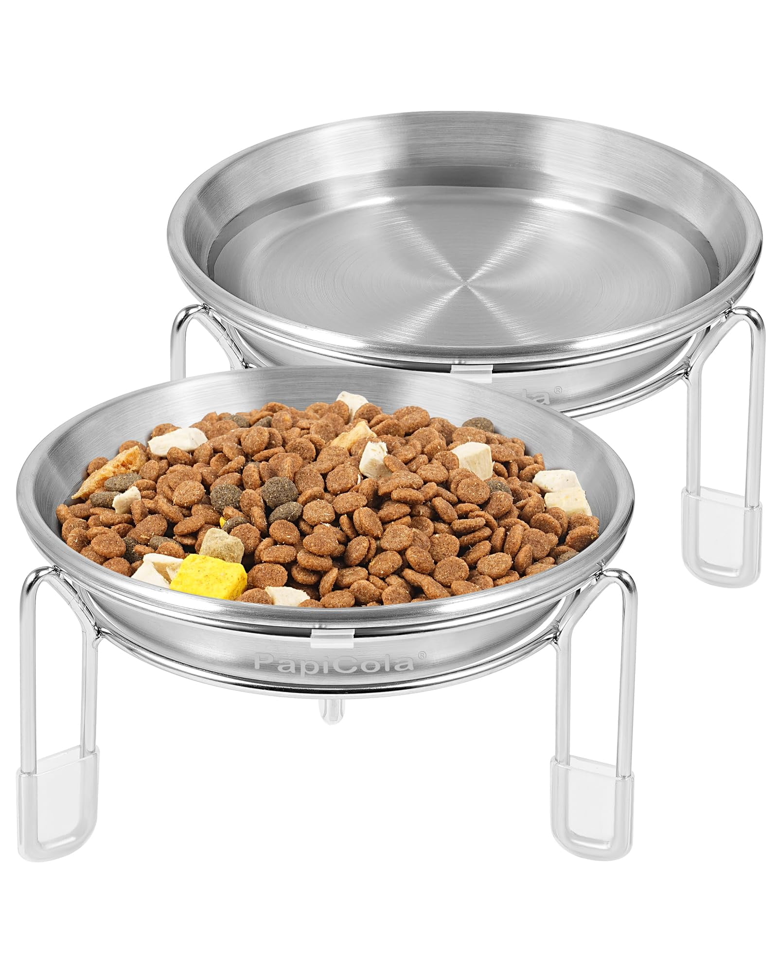 Lallisa 2-Pack Elevated Cat Bowls With Stand | Adjustable Raised Feeder With Stainless Steel Bowls