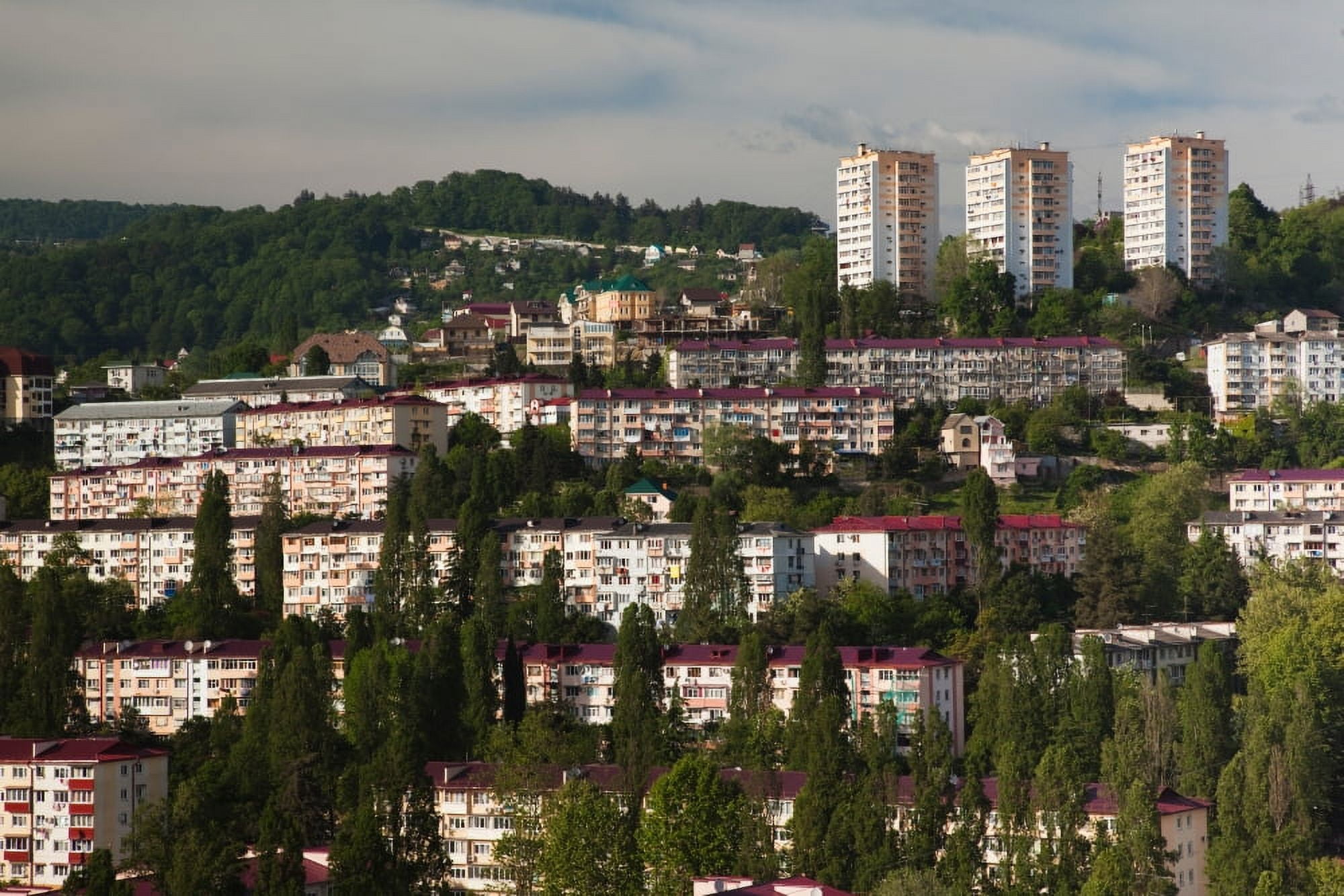 Elevated city view from Vinogradnaya Street Sochi Black Sea Coast Krasnodar Krai Russia Canvas Art - Panoramic Images (27 x 9)