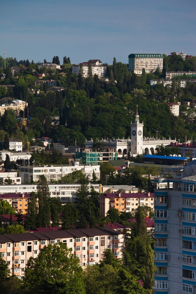 Elevated city view from Vinogradnaya Street Sochi Black Sea Coast Krasnodar Krai Russia Canvas Art - Panoramic Images (36 x 12)
