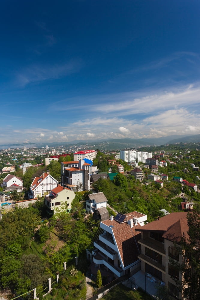 Elevated city view from the Arboretum Park Sochi Black Sea Coast Krasnodar Krai Russia Canvas Art - Panoramic Images (36 x 12)