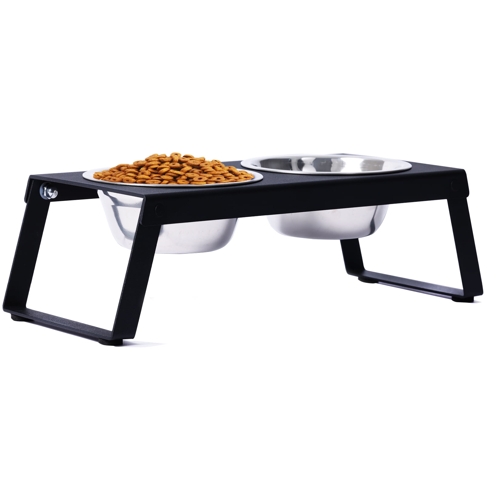 Elevated dog bowl, metal frame with folding rack and two stainless ...