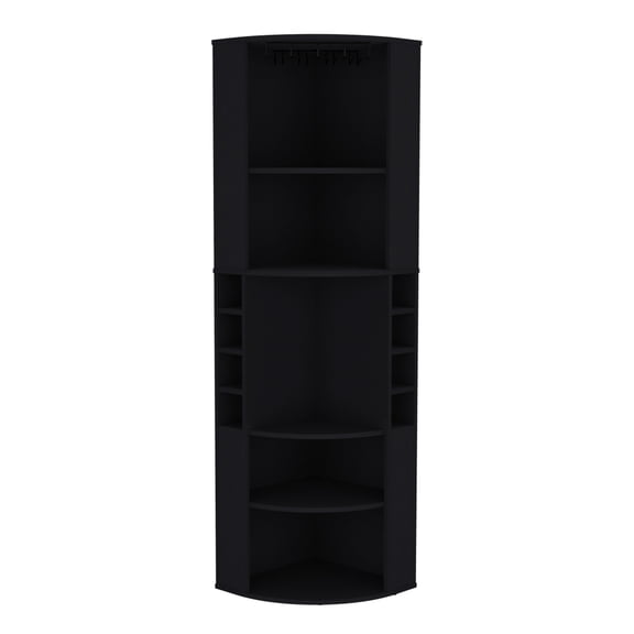 Elevated glass rack space - efficient corner bar cabinet for living room offering ample shelving and easy installation