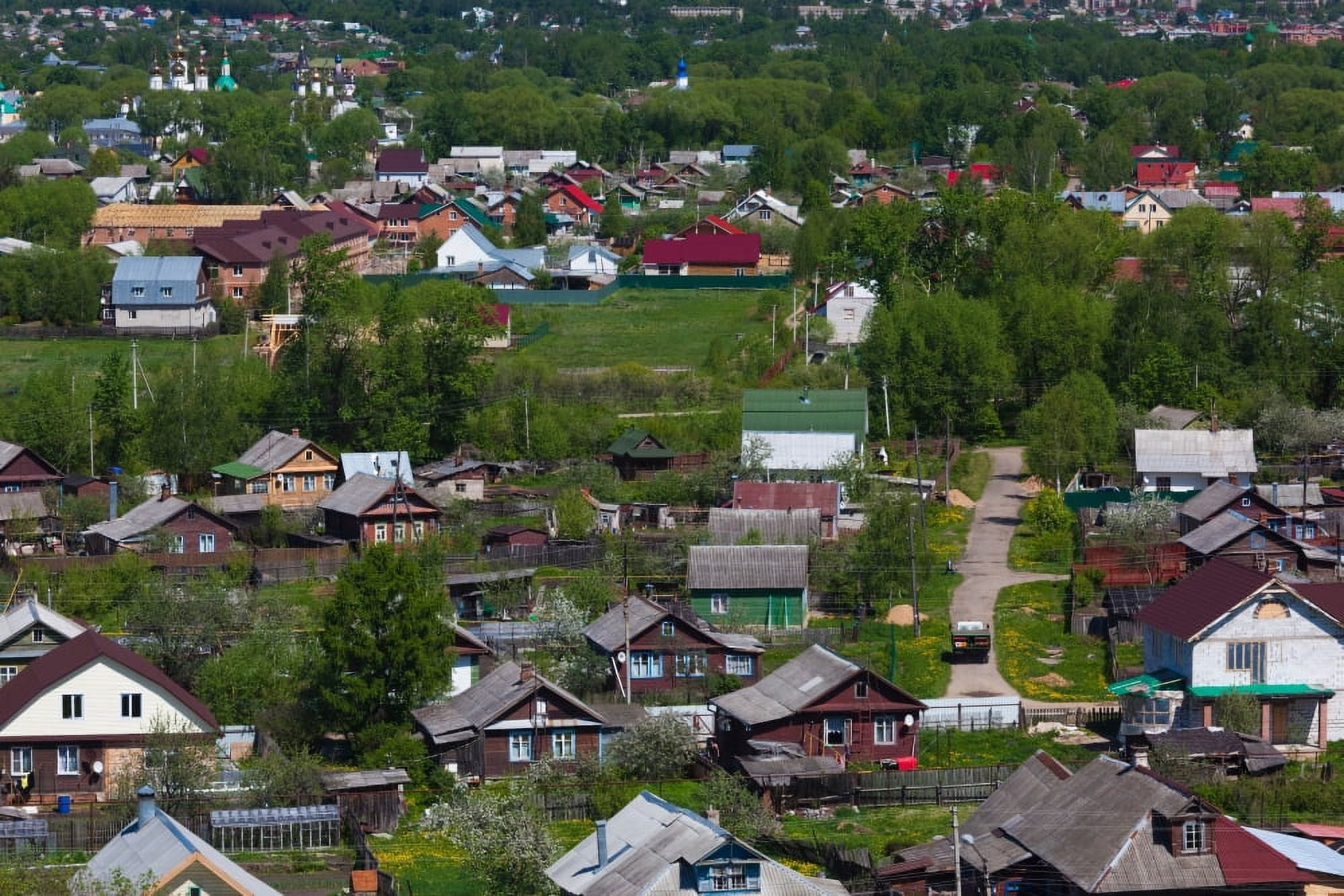 Elevated town view from Goritsky Monastery Pereslavl-Zalessky Yaroslavl Oblast Russia Canvas Art - Panoramic Images (27 x 9)