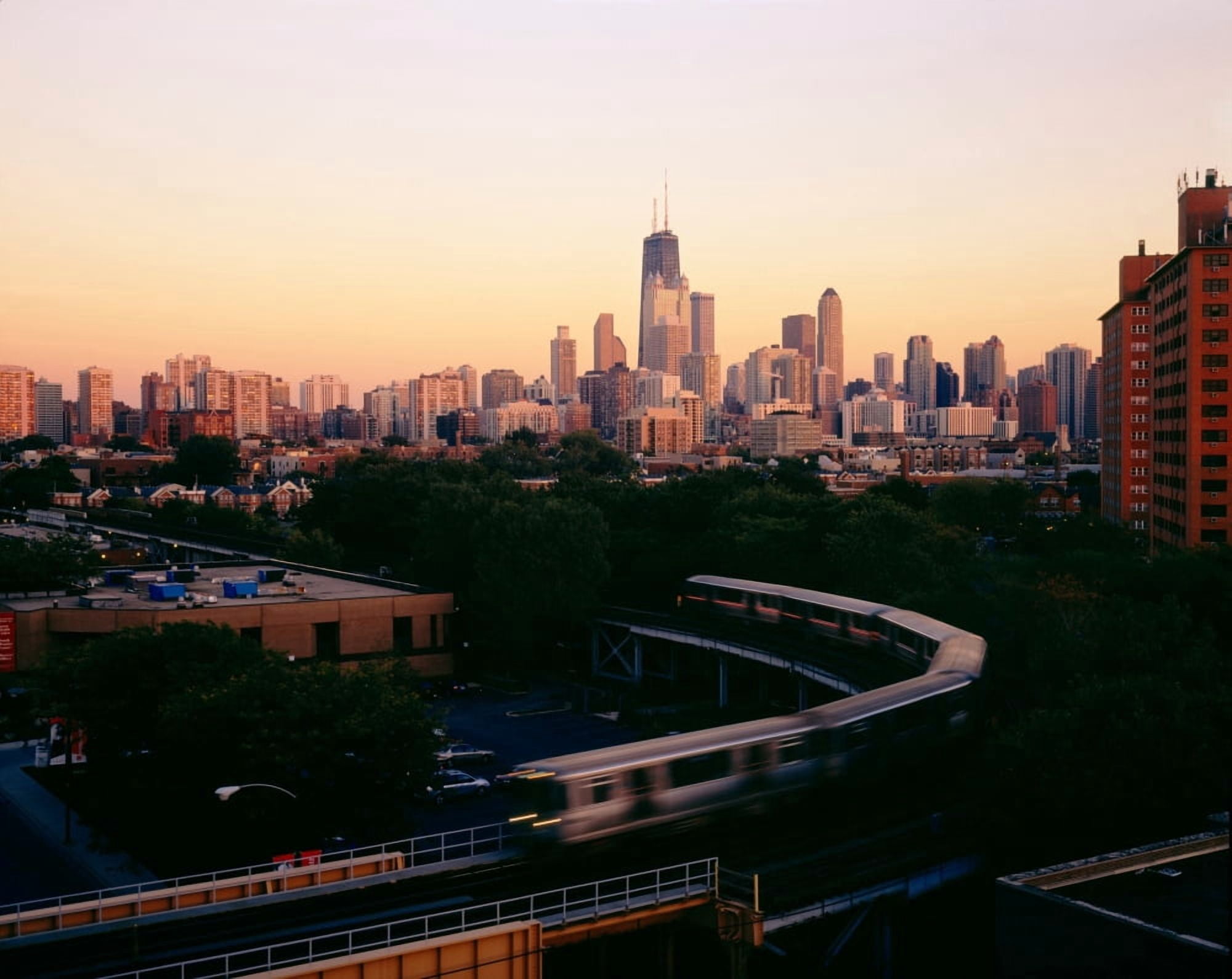 Elevated train in downtown Chicago Cook County Illinois USA Canvas Art - Panoramic Images (22 x 28)