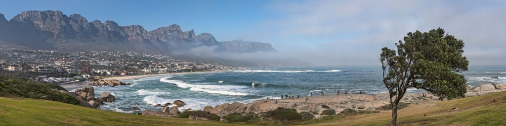Elevated view of a beach with mountain range in the background Twelve Apostles Camps Bay Cape Town Western Cape Province South Africa Canvas Art - Panoramic Images (10 x 40)