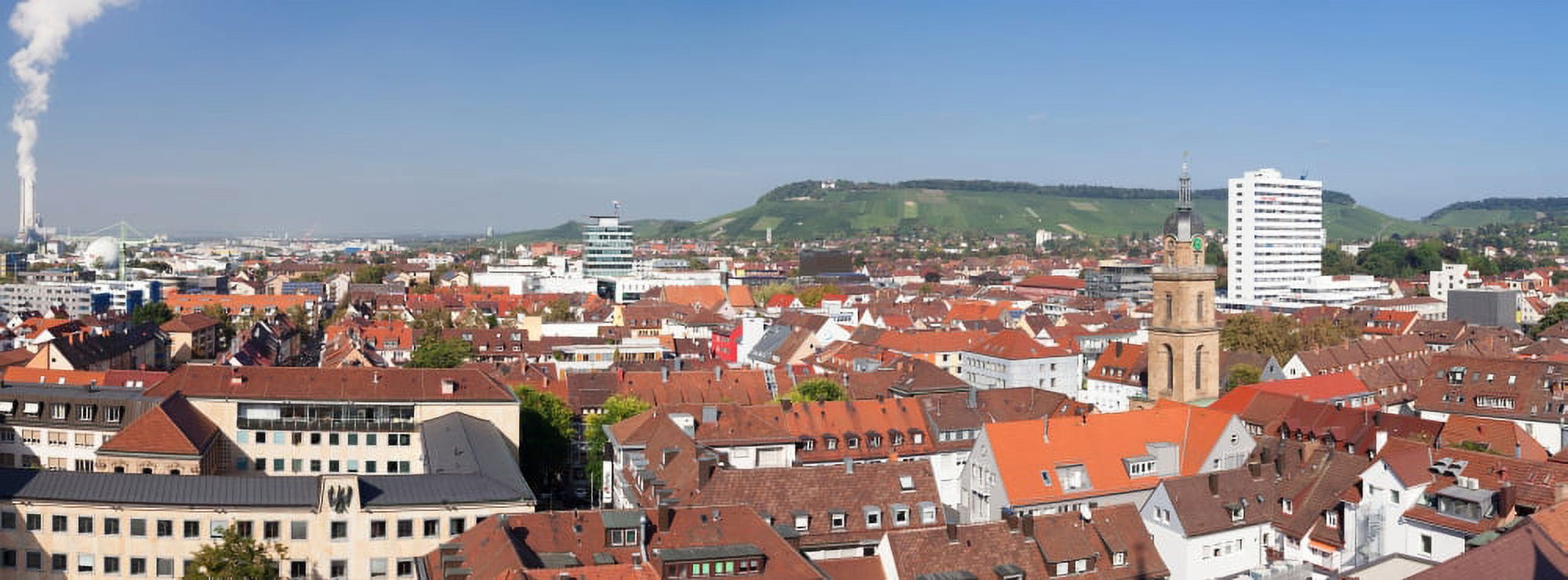 Elevated view of the center of Heilbronn with Hafenmarktturm Tower and Wartberg hills Heilbronn Baden-Wurttemberg Germany Canvas Art - Panoramic Images (27 x 9)