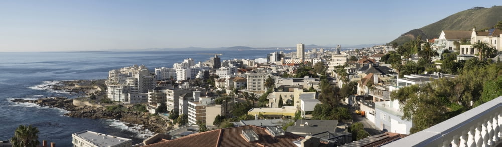 Elevated view of house on coast seen from Ellerman House Bantry Bay Cloud Cape Town Western Province South Africa Canvas Art - Panoramic Images (36 x 12)