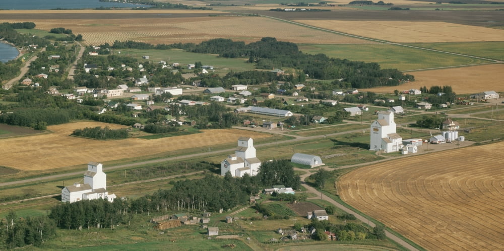 Elevated view of Community of Meola North Battleford Saskatchewan Canada Canvas Art - Panoramic Images (12 x 24)