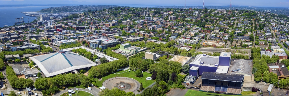 Elevated view of KeyArena Seattle King County Washington State USA Canvas Art - Panoramic Images (36 x 12)