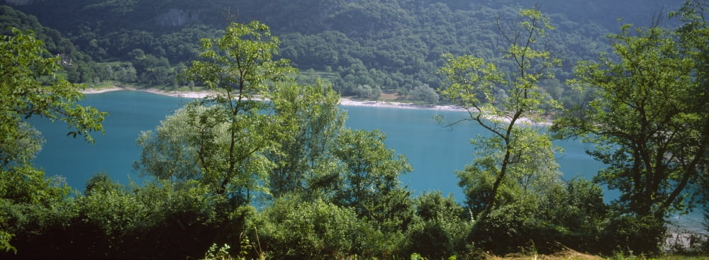 Elevated view of Lake Tenno Italy Canvas Art - Panoramic Images (27 x 9)