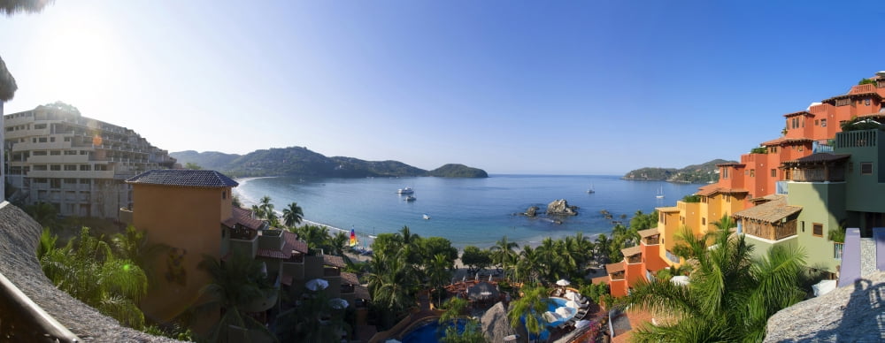 Elevated view of Playa La Ropa Zihuatanejo Guerrero Mexico Canvas Art - Panoramic Images (36 x 12)