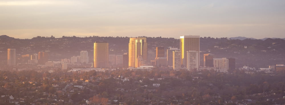 Elevated view of a city Century City Los Angeles County California USA Canvas Art - Panoramic Images (36 x 12)