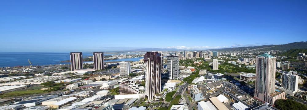 Elevated view of a city Honolulu Oahu Hawaii USA Canvas Art - Panoramic Images (27 x 9)