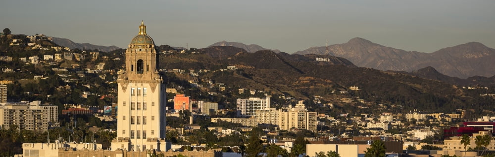 Elevated view of a city West Hollywood Beverly Hills Los Angeles County California USA Canvas Art - Panoramic Images (36 x 12)