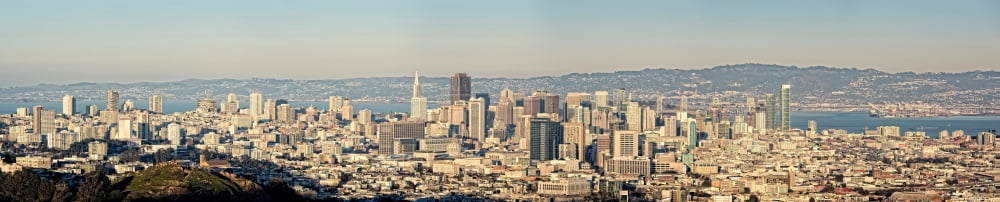 Elevated view of a cityscape San Francisco Bay San Francisco California USA Canvas Art - Panoramic Images (8 x 38)