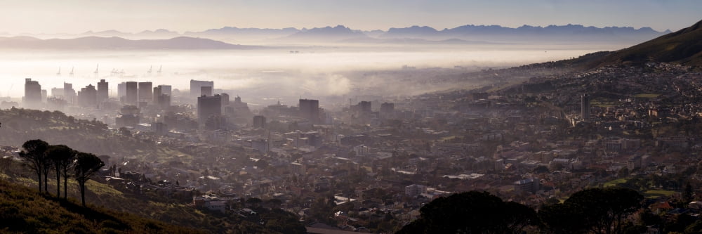 Elevated view of a cityscape from Signal Hill Cape Town Western Cape Province South Africa Canvas Art - Panoramic Images (12 x 36)
