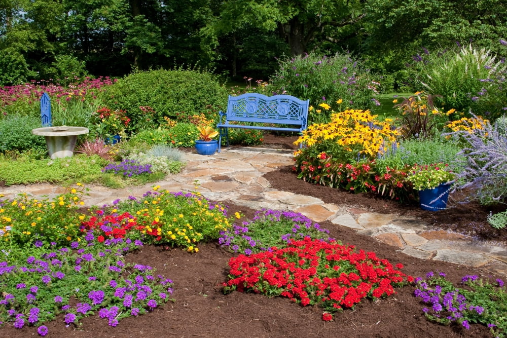 Elevated view of a flower garden Marion County Illinois USA Canvas Art - Panoramic Images (18 x 24)
