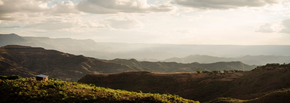 Elevated view of a landscape at dusk Lalibela Ethiopia Canvas Art - Panoramic Images (13 x 36)