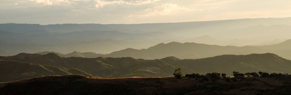 Elevated view of a landscape at dusk Lalibela Ethiopia Canvas Art - Panoramic Images (6 x 18)