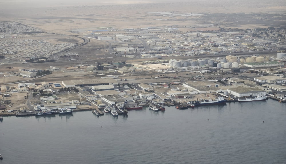 Elevated view of a port Walvis Bay Erongo Namibia Canvas Art - Panoramic Images (16 x 9)