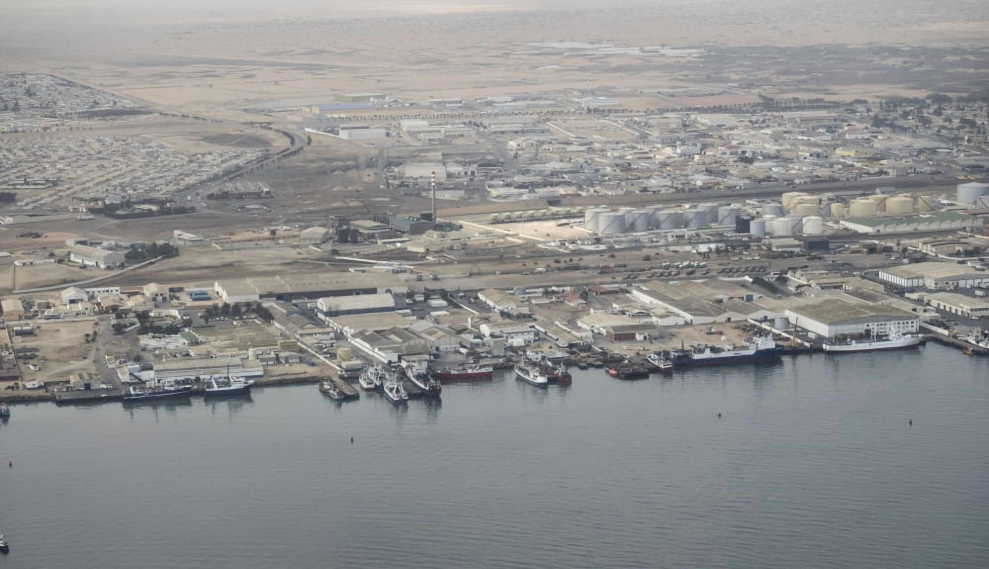 Elevated view of a port Walvis Bay Erongo Namibia Canvas Art - Panoramic Images (21 x 12)