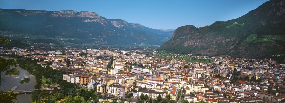 Elevated view of a town Bolzano Italy Canvas Art - Panoramic Images (27 x 9)