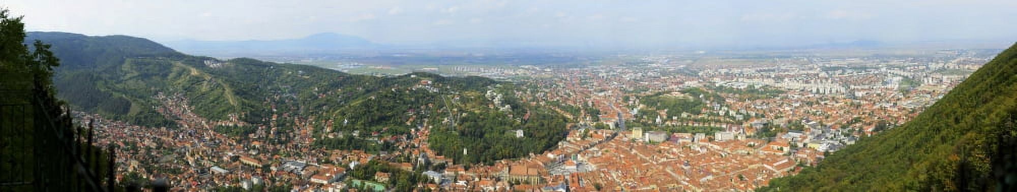 Elevated view of a town Brasov Brasov County Transylvania Romania Canvas Art - Panoramic Images (48 x 9)